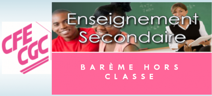 Bandeau barème hors classe Cadre Etat