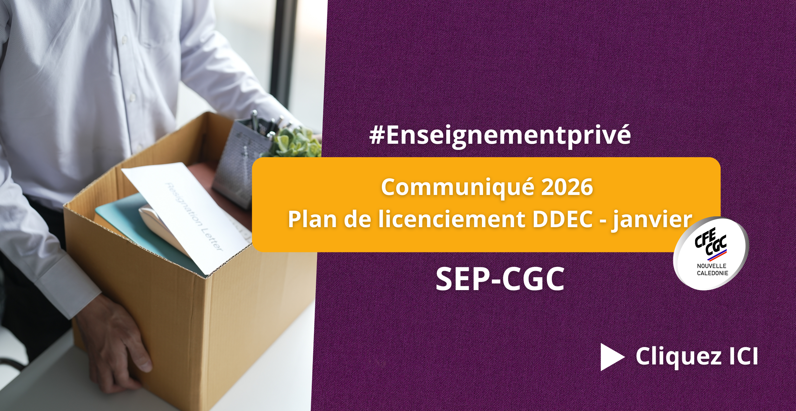 Communiqué 2026 plan de licenciement DDEC – janvier